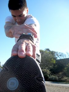 Adam stretching hamstring muscle